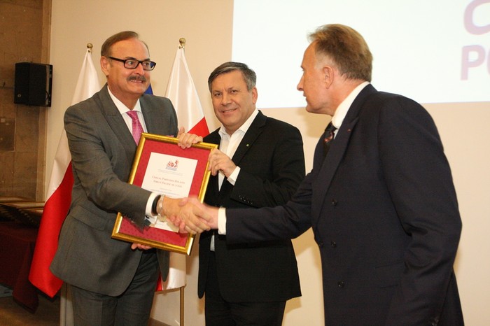 Gala finałowa konkursu Ambasador Polskiej Gospodarki wrzesień 2015, obok prezesa Sobieszaka ówczesny wicepremier Janusz Piechociński i prezes BCC Marek Goliszewski, fot. z arch. BCC