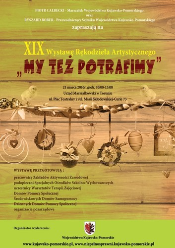 Wielkanocna wystawa rękodzieła niepełnosprawnych - plakat