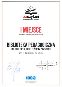 Dyplom za zajęcie I miejsca