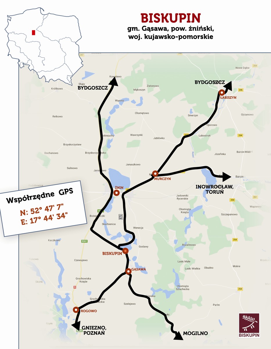 Biskupin - mapa dojazdu Biskupin - mapa dojazdu