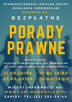 Bezpłatne porady prawne - plakat