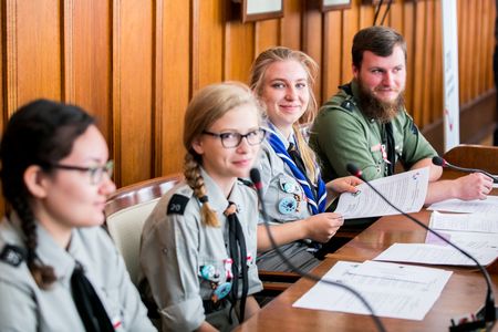 Sejmik dzieci i młodzieży w Urzędzie Marszałkowskim z udziałem harcerzy, fot. Andrzej Goiński