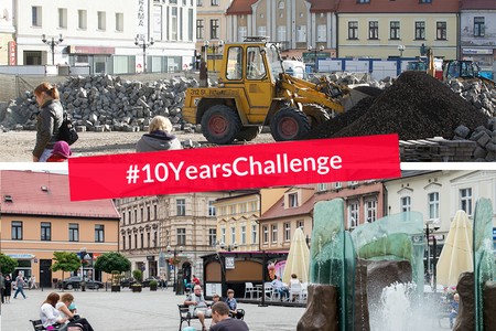 Rynek w Inowrocławiu - kolaż zdjęć - #10YearsChallenge
