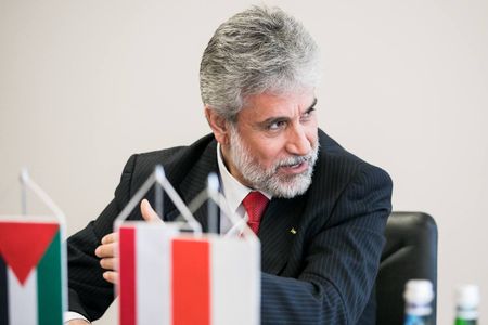 Ambasador Palestyny w Polsce Mahmoud Khalifa podczas spotkania w Urzędzie Marszałkowskim, fot. Andrzej Goiński