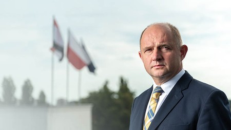 Marszałek Województwa Kujawsko-Pomorskiego Piotr Całbecki, zwycięzca wojewódzkiego konkursu „Pracodawca Przyjazny Wojskom Obrony Terytorialnej”, fot. Łukasz Piecyk