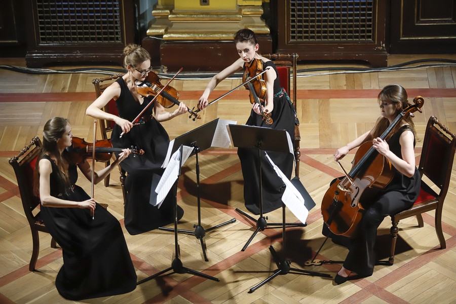 Koncert kwartetu smyczkowego Quatuor Europa w toruńskim Ratuszu Staromiejskim i Ośrodku Chopinowskim w Szafarni, fot. Mikołaj Kuras
