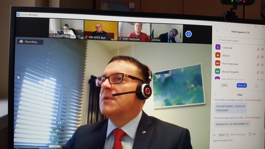 Pan dr Krzysztof Matela - Przewodniczący K-P WRDS - zdalne posiedzenie Prezydium