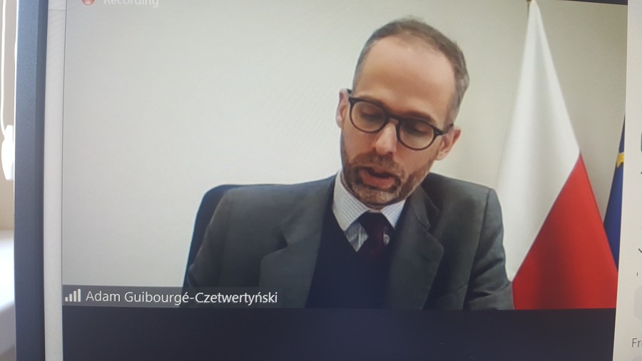 Adam Guibourgé-Czetwertyński podczas posiedzenia plenarnego K-P WRDS przeprowadzonego w formie zdalnej.