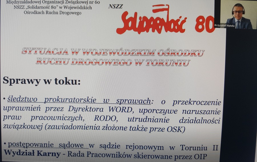 Pan dr Krzysztof Matela podczas posiedzenia Prezydium K-P WRDS