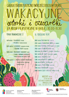 plakat z tematami i terminami zajęć, Galeria i Ośrodek Plastycznej Twórczości Dziecka