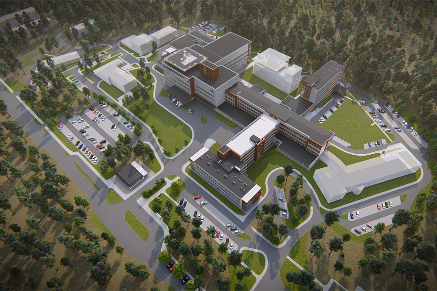 Wizualizacja rozbudowy Szpitala im. Popiełuszki we Włocławku, graf. Pas Projekt