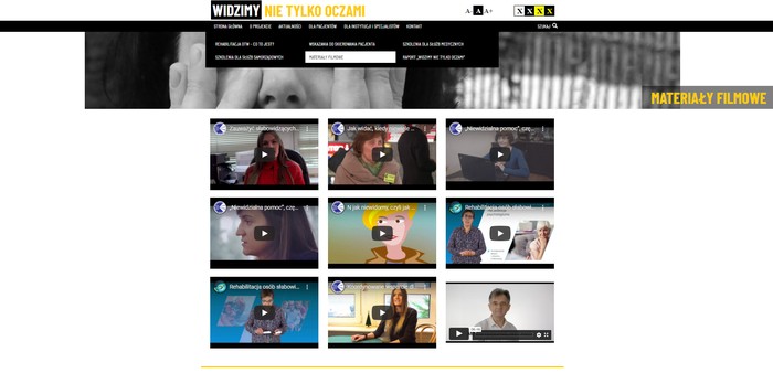 Zrzut ekranu - strona projektu „Widzimy nie tylko oczami” - link do projektu Zrzut ekranu - strona projektu „Widzimy nie tylko oczami” - link do projektu