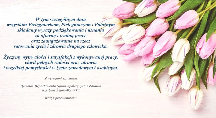Życzenia - Międzynarodowy Dzień Pielęgniarki oraz  Krajowy Dzień Położnej