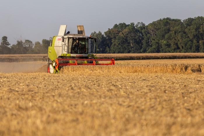Żniwa w gospodarstwie Magdaleny i Leszka Jałoszyńskich, fot. Szymon Zdziebło/tarantoga.pl dla UMWKP