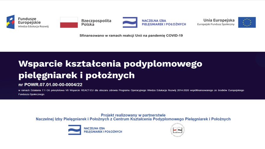 Wsparcie kształcenia podyplomowego pielęgniarek i położnych nr POWR.07.01.00-00-0004/22 - baner