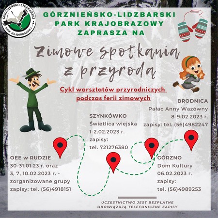 Grafika - „Zimowe spotkania z przyrodą” w Górznieńsko-Lidzbarskim Parku Krajobrazowym
