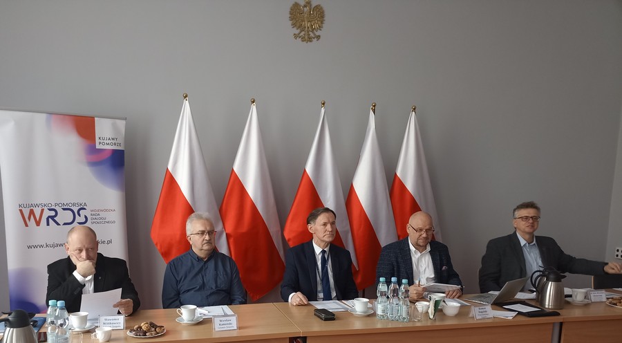 Posiedzenie Zespołu ds polityki gospodarczej..., 13.04.2023 r. od lewej p. S. Wittkowicz, p. W. Kamiński, p. Z. Borkowski, p. R. Rogalski, p. K. Obolewski