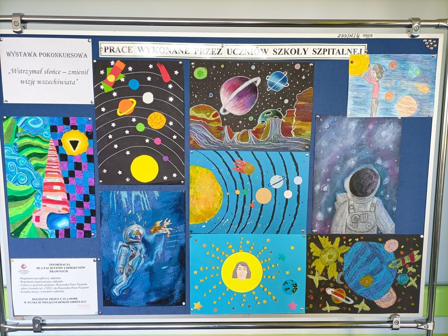 Prace nagrodzone i wyróżnione w konkursie plastycznym Wstrzymał słońce - zmienił wizję wszechświata. Autorka zdjęcia Marta Modrzyńska