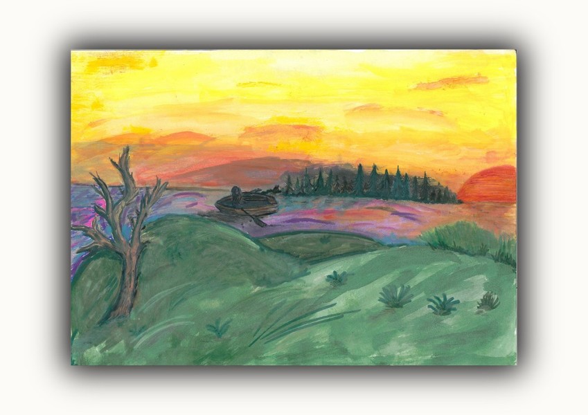 Grafika oparta na pracy plastycznej Liliany Gackowskiej zgłoszonej w I edycji konkursu „Zdrowie psychiczne – wyraź je artystycznie”