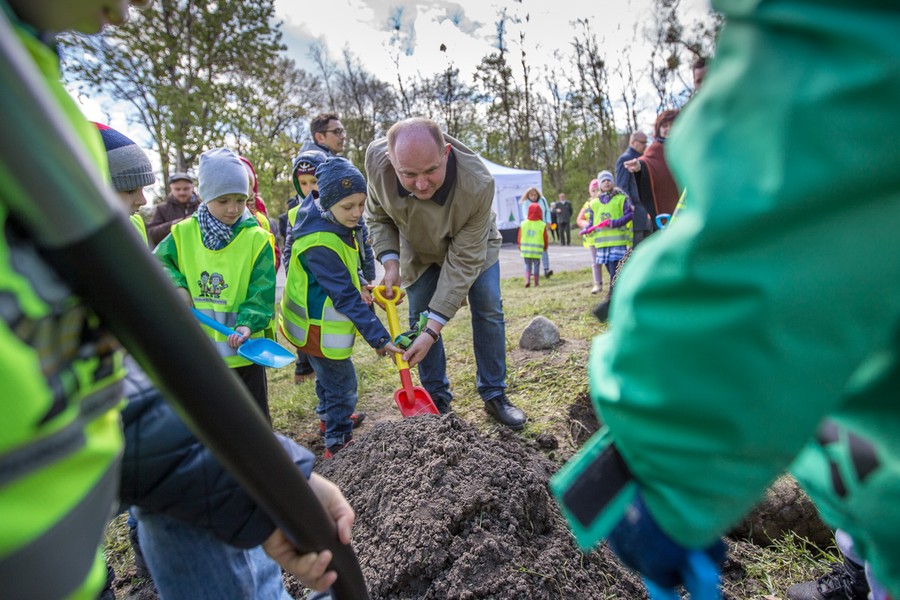 Sadzenie drzewek w Parku Tysiąclecia, fot. Szymon Zdziebło/tarantoga.pl dla UMWKP
