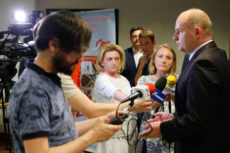 19.05 2017 r., Konferencja prasowa na temat budowy fabryki Kongsberg Automotive pod Włocławkiem, fot. Mikołaj Kuras dla UMWKP