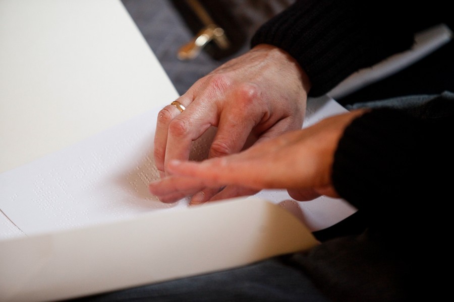 Konferencja „Od białej laski do audiodeskrypcji” w ośrodku Braille’a, fot. Filip Kowalkowski