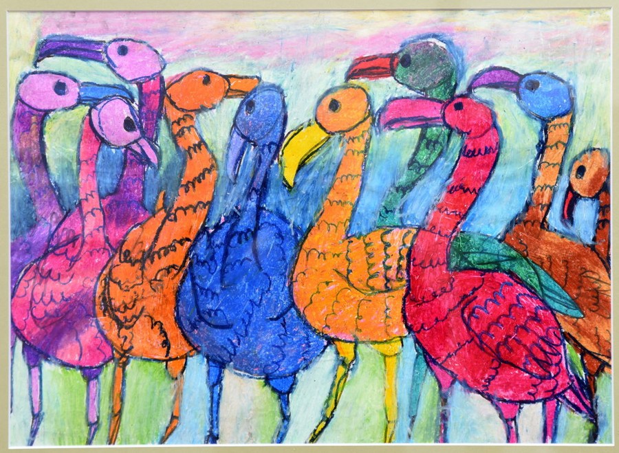 Autorem pracy zatytułowanej ,,Pelikany”, która trafi na licytację do Bydgoszczy jest 10-letni Zarif Nawaz, fot. Sztab WOŚP w Bydgoszczy