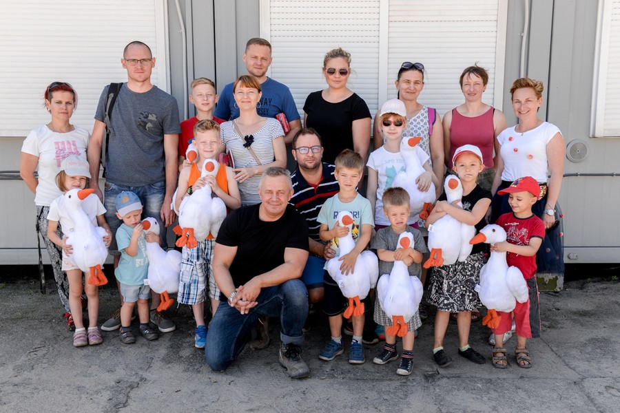 Wizyta dzieci na budowie szpitalnego miasteczka na Bielanach, fot. Łukasz Piecyk