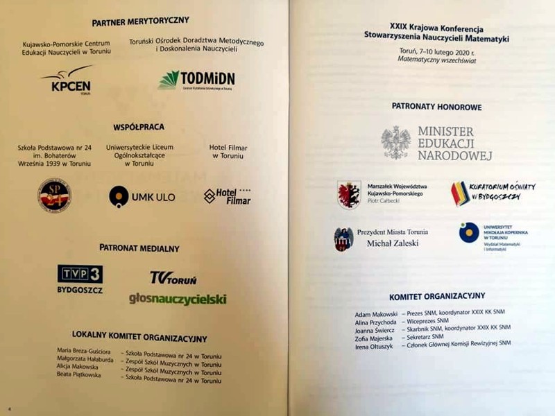XXIX Krajowa Konferencja Stowarzyszenia Nauczycieli Matematyki Matematyczny Wszechświat
