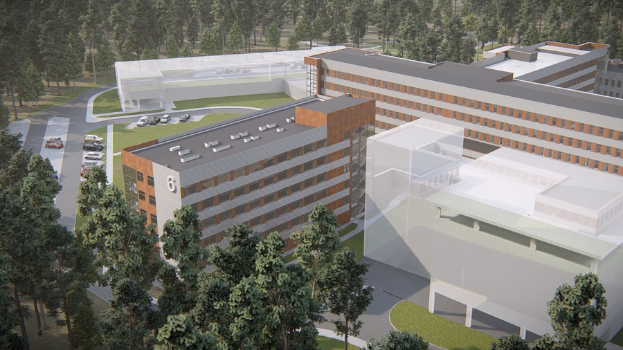Wizualizacja rozbudowy Szpitala Popiełuszki we Włocławku, źródło: Kujawsko-Pomorskie Inwestycje Medyczne