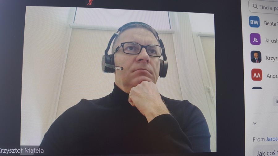 Dr Krzysztof Matela - Przewodniczący K-P WRDS - zdalne posiedzenie Prezydium, fot. Beata Wiśniewska