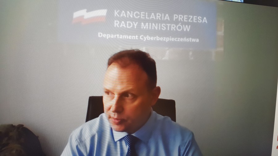 R. Kośla, Dyrektor Departamentu Cyberbezpieczeństwa w KPRM, podczas posiedzenia Prezydium K-P WRDS, fot. Beata Wiśniewska