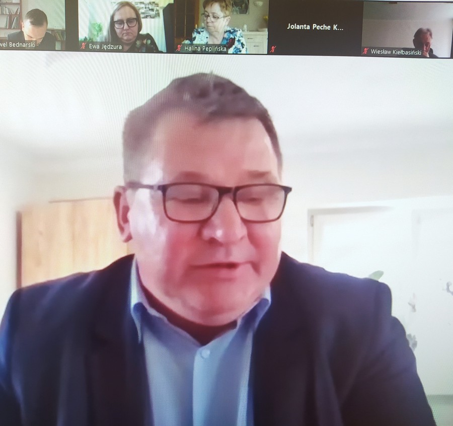 Pan Piotr Liedtke, Dyrektor DPS Grudziądz podczas posiedzenia Zespołu ds. ochrony zdrowia, fot. Jarosław Łączny