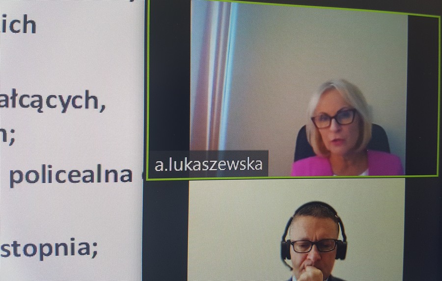 Od góry p. A. Łukaszewska, p. dr K. Matela podczas posiedzenia plenarnego K-P WRDS