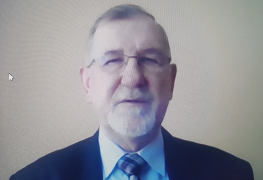 Pan Marek Gralik, Kujawsko-Pomorski Kurator Oświaty podczas zdalnego posiedzenia K-P WRDS