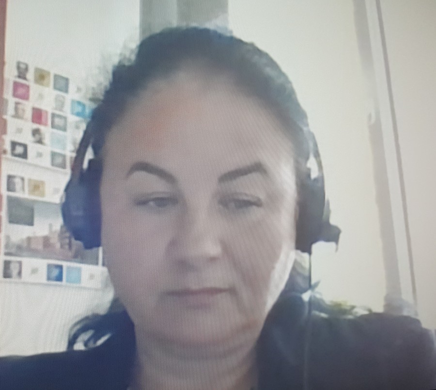 Pani Barbara Ptaszyńska, p.o. Dyrektora Departamentu Zdrowia UM WKP podczas zdalnego posiedzenia K-P WRDS