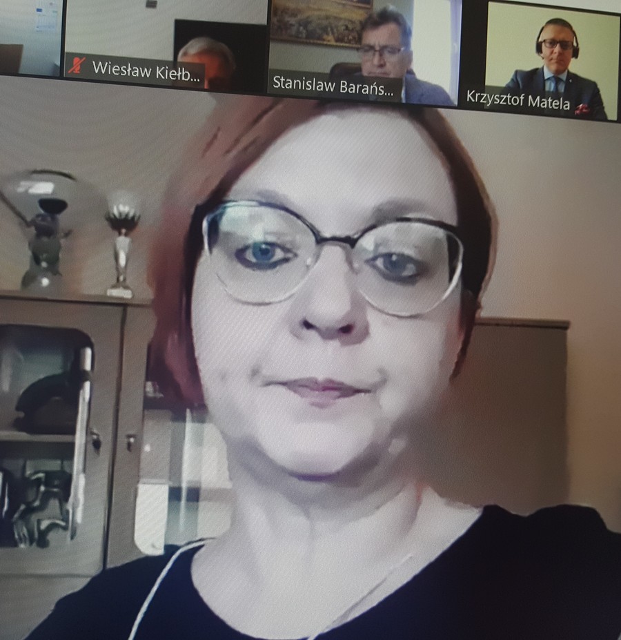 Pani Mirosława Kaczyńska, podczas zdalnego posiedzenia K-P WRDS