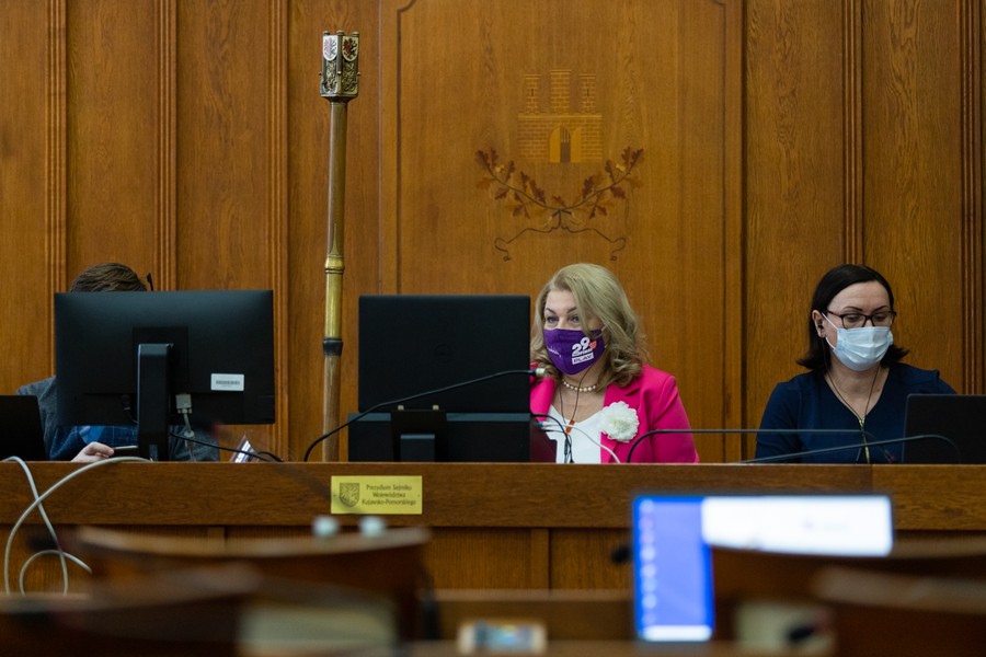 Sesja sejmiku województwa kujawsko-pomorskiego, 8 lutego 2021, fot. Mikołaj Kuras dla UMWKP