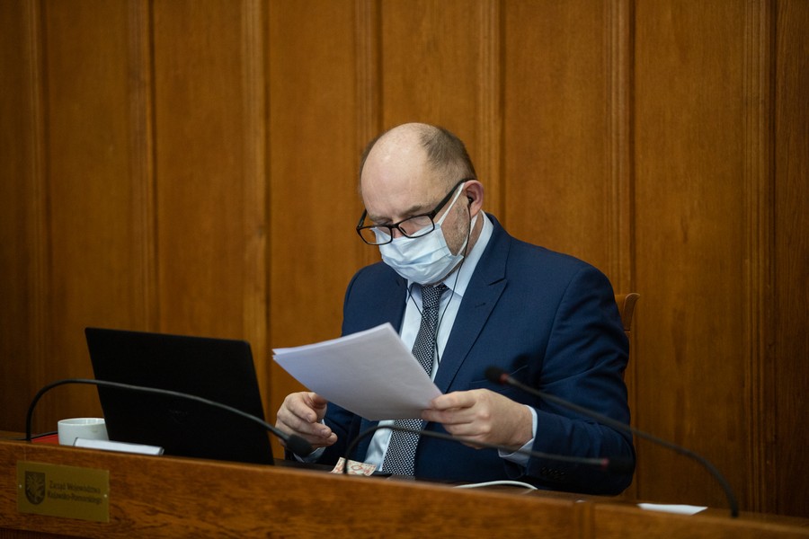 Sesja sejmiku województwa kujawsko-pomorskiego, 8 lutego 2021, fot. Mikołaj Kuras dla UMWKP