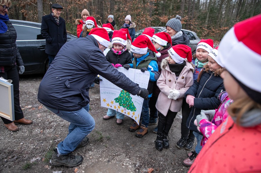 Wybieranie choinki w Raciniewie, fot. Andrzej Goiński UMWKP