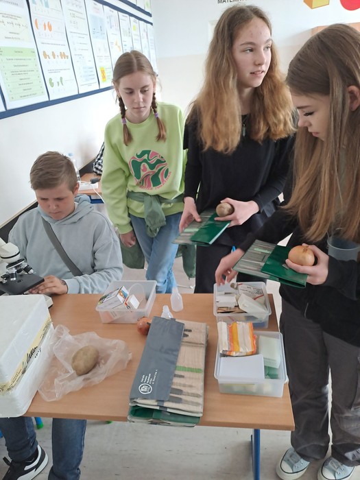 Przygotowywanie preparatów w konkurencji mikroskopowanie (fot. ZS w Lubowidzu)