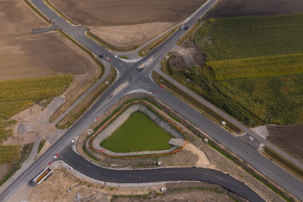 Budowa obwodnicy Lubrańca, wrzesień 2023 r. , fot. Mikołaj Kuras dla UMWKP