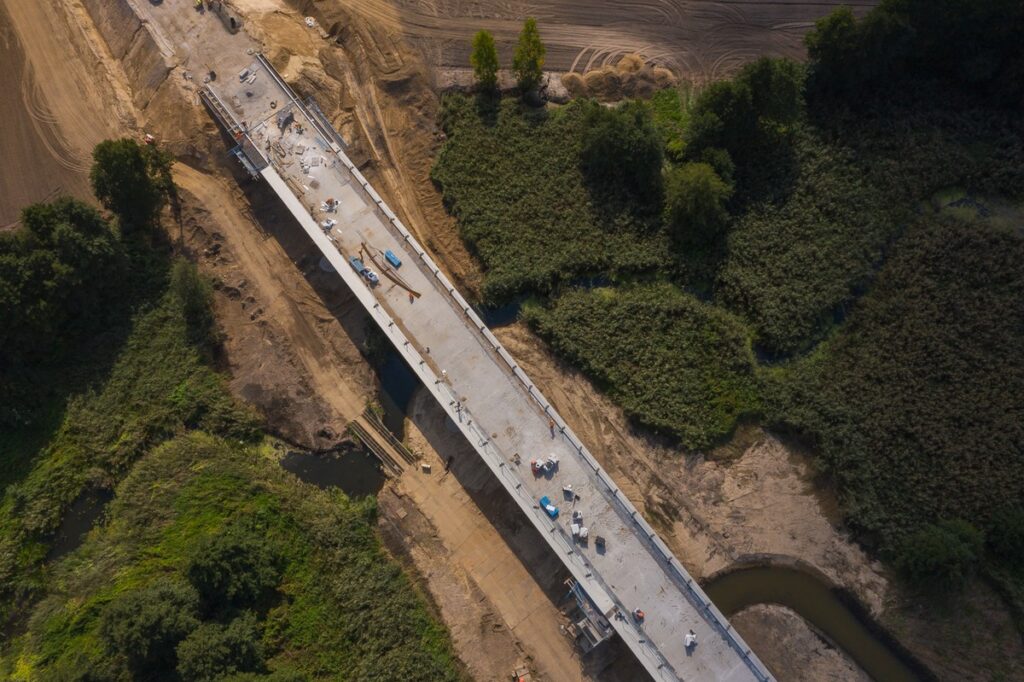 Budowa obwodnicy Lubrańca, wrzesień 2023 r. , fot. Mikołaj Kuras dla UMWKP