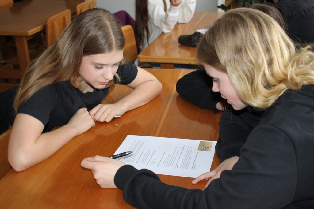 Klasy starsze rozwiązują test, fot. D. Borzyszkowska