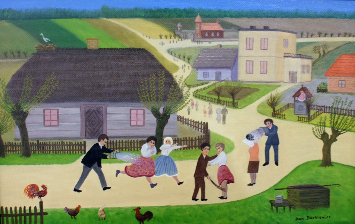 „Dyngus – sieczenie rózgami” – obraz Jana Durkiewicza w zbiorach MET w Toruniu