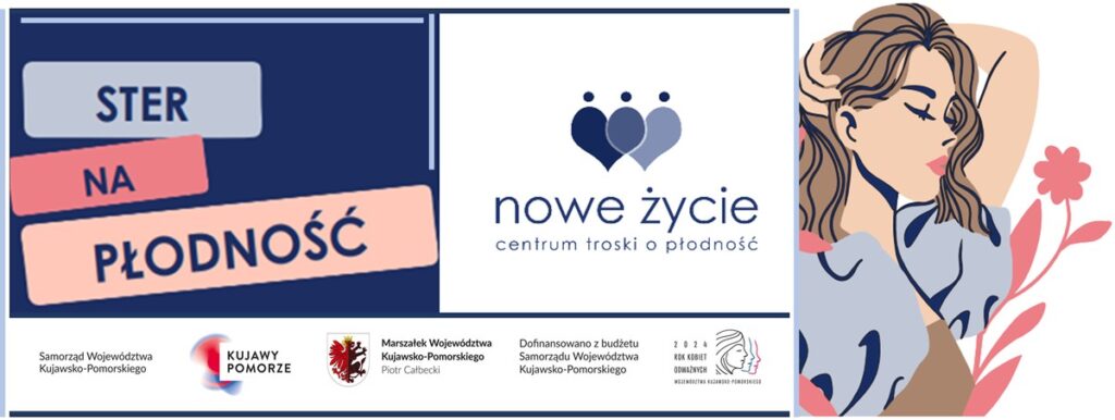 Baner - ster na płodność, logo organizatora oraz urzędowe, utworzone z materiałów otrzymanych od realizatora, autor: Joanna Chaberska