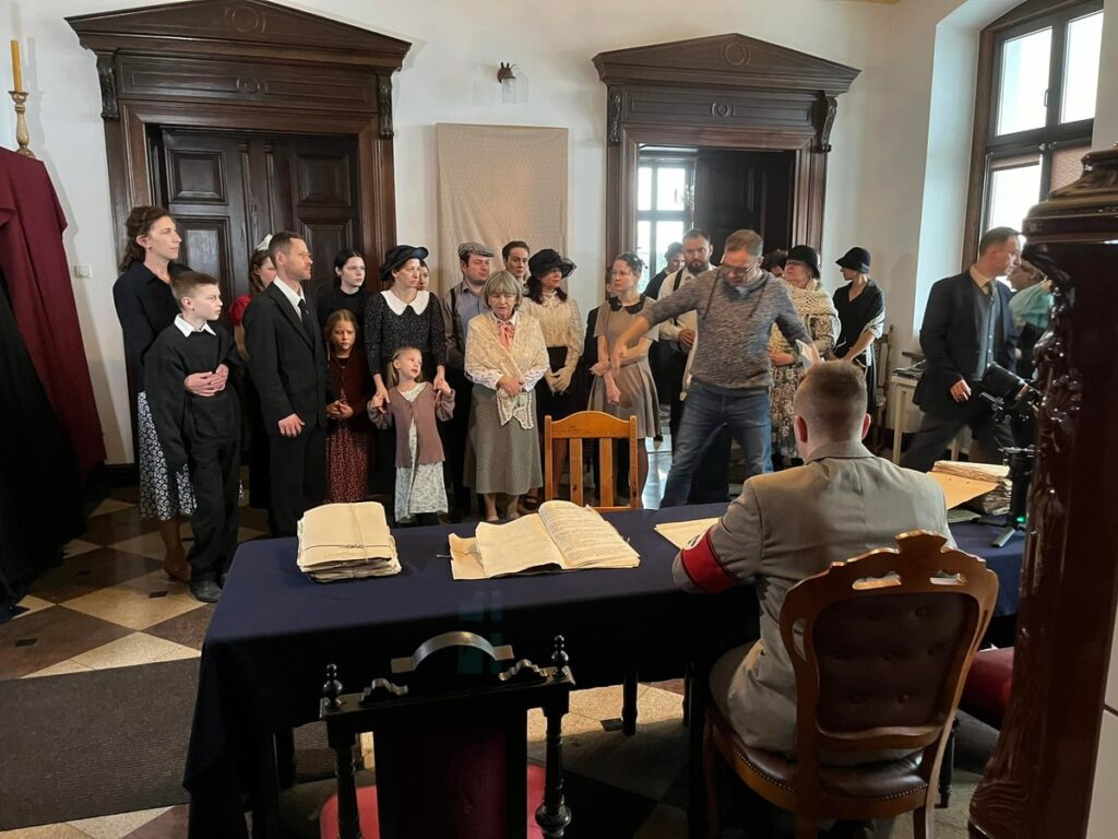 Na planie filmu "Dzieci Szmalcówki", fot. Unisławskie Towarzystwo Historyczne