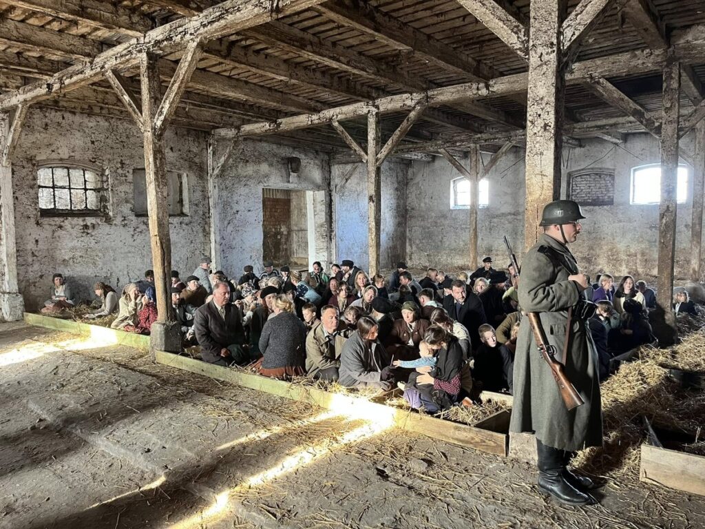 Na planie filmu "Dzieci Szmalcówki", fot. Unisławskie Towarzystwo Historyczne