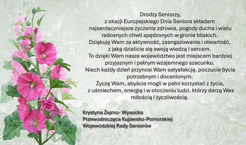 Życzenia z okazji Europejskiego Dnia Seniora