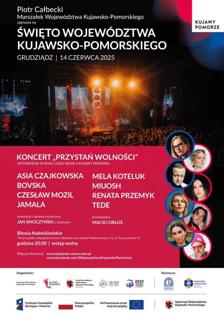Plakat - zaproszenie na koncert „przystań wolności”, Grudziądz, 14 czerwca, godzina 20:00,
